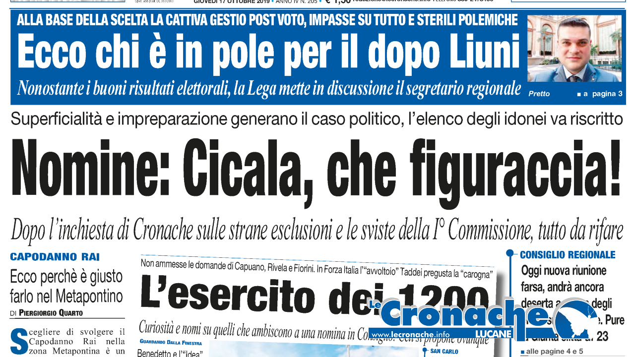 L'edizione del 17 ottobre 2019