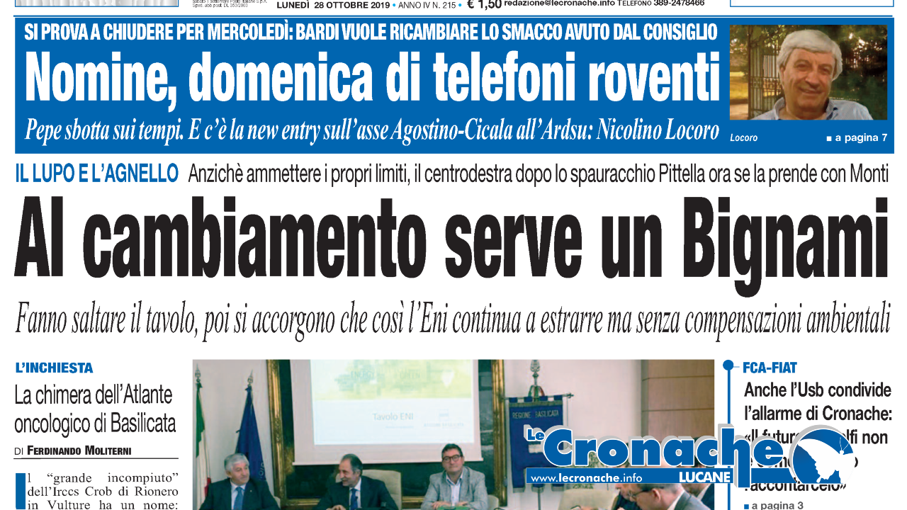 L'edizione del 28 ottobre 2019