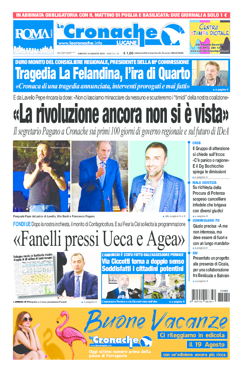 L'edizione del 10 agosto 2019